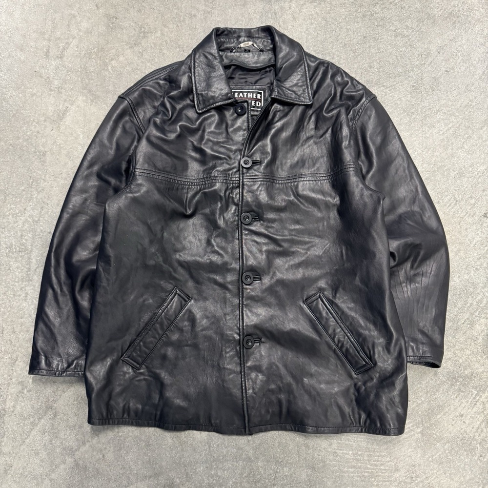 Vintage Women's Genuine Leather Car Coat Black Leather Limited Fall Outerwear XL